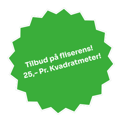 Tilbud på fliserens, kun 25 kr. pr. m²
